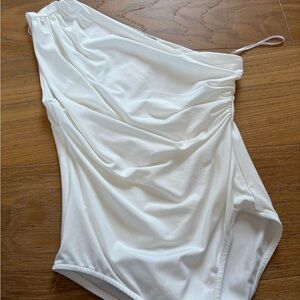 Zara White One-Shoulder Bodysuit